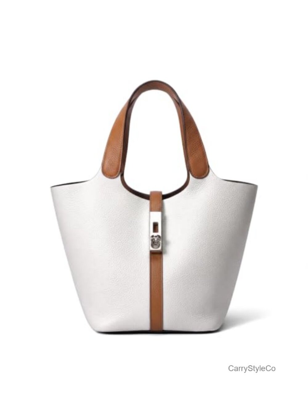 Vegan Leather Bucket Tote Bag Top Handle Satchel for Work Evening